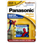 Батарейка PANASONIC LR03 AAA Alkaline Power Spiderman blist 4