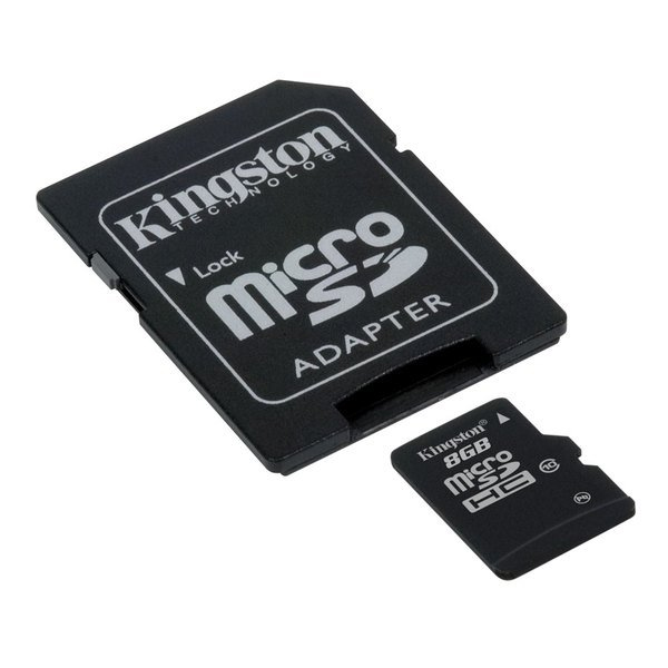 Карта памяти KINGSTON micro SD 8 ГБ Class 10 с адаптером