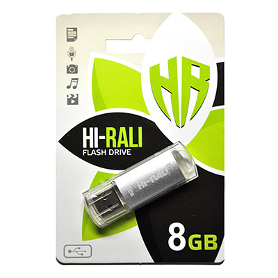 Флешка HI-RALI 8 ГБ Rocket series Silver (56312457)