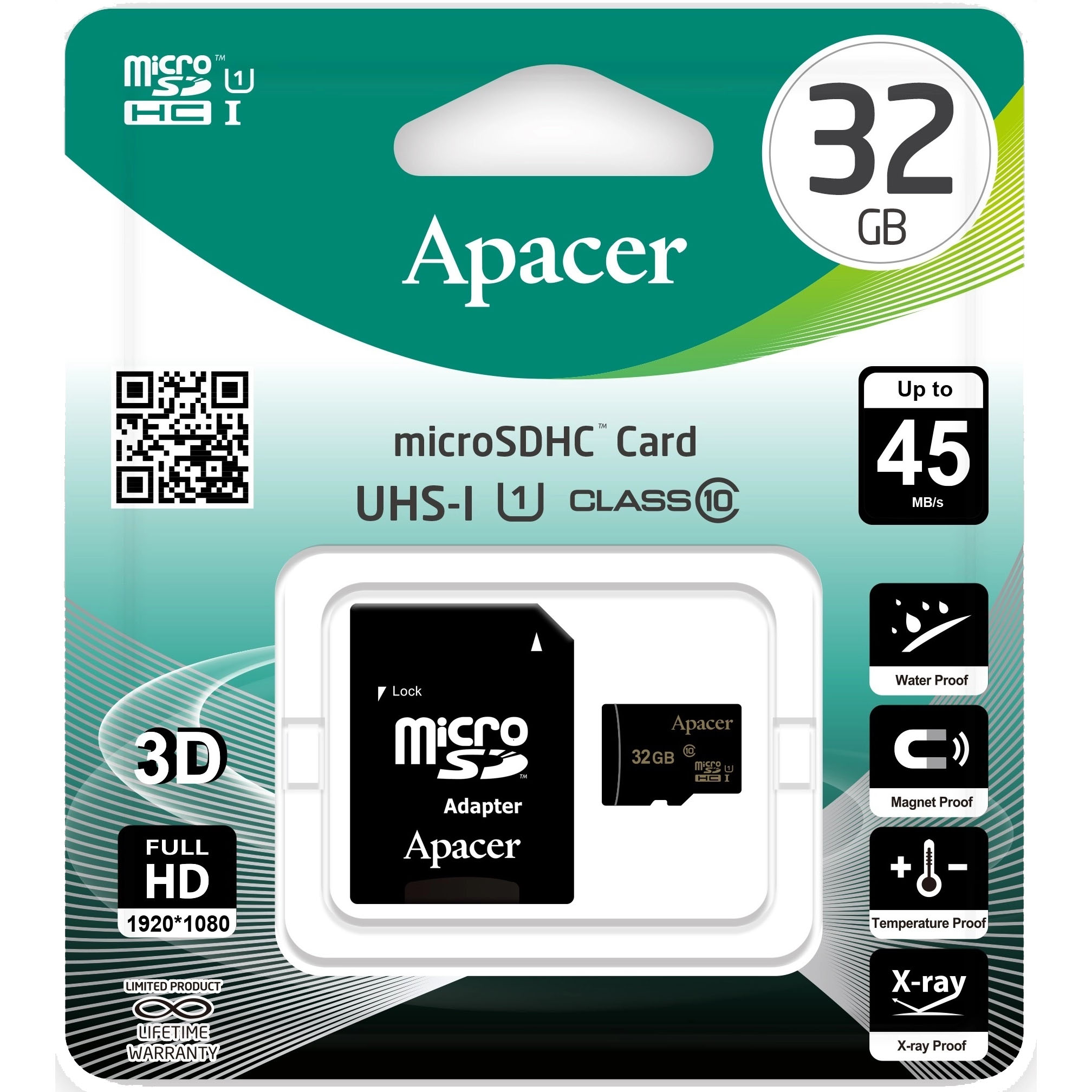 Карта пам’яті APACER 32 ГБ Micro SD Класс 10 + адаптер (56315490)