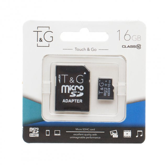 Карта пам’яті T&G 16 ГБ Micro SD Класс 10 + адаптер (56314619)