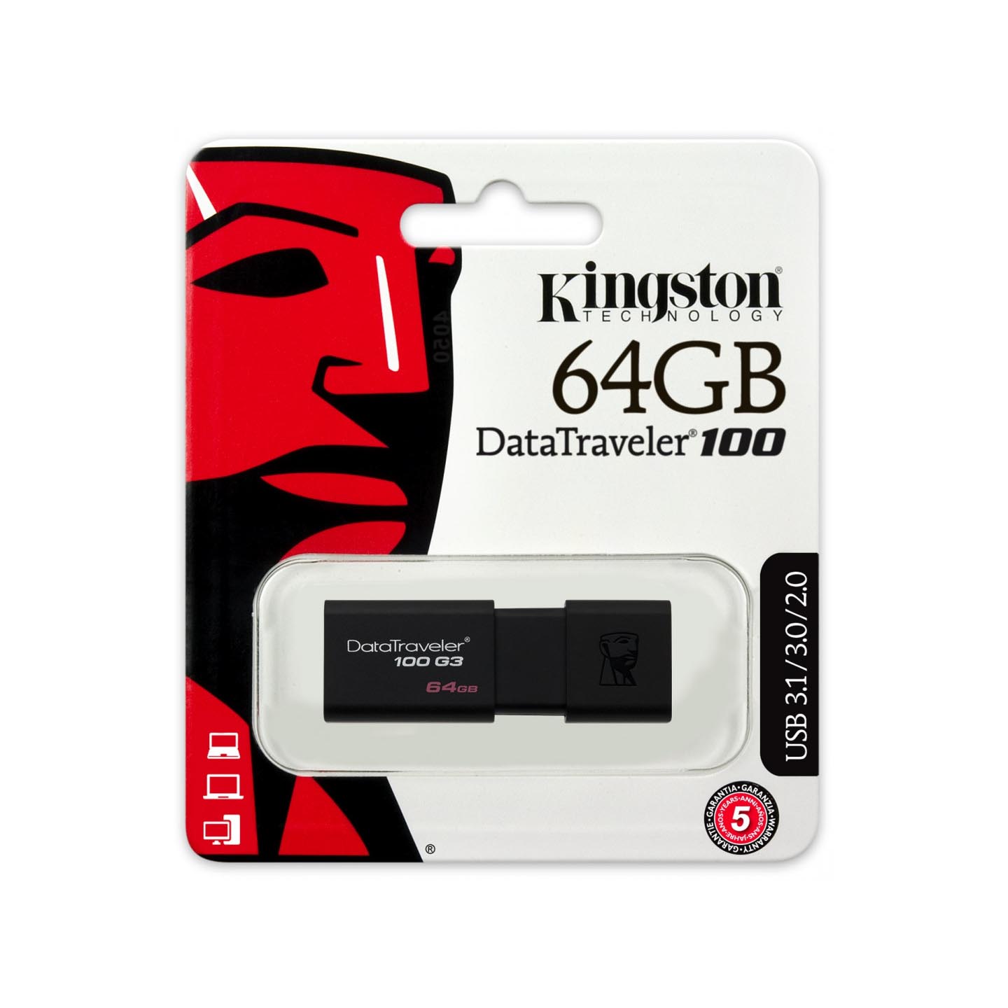 Флешка KINGSTON DT 100 G3 64 GB USB 3.1 (56318201)