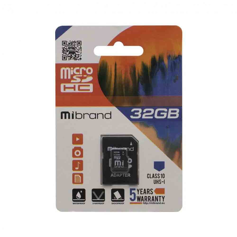 Карта пам’яті micro SD Mibrand 32 ГБ class 10 aдаптер (56318875)