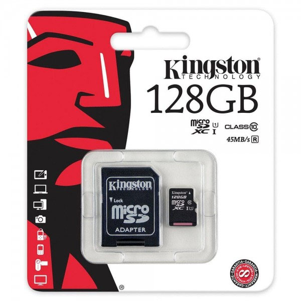 Карта пам’яті KINGSTON microSD 128 GB UHS Class 10 + SD адаптер (56318966)