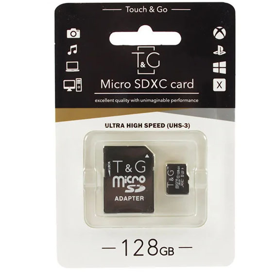 Карта пам’яті micro SDXC (SDH-3) T&G 128 ГБ Сlass 10 (с адаптером) (56317531)