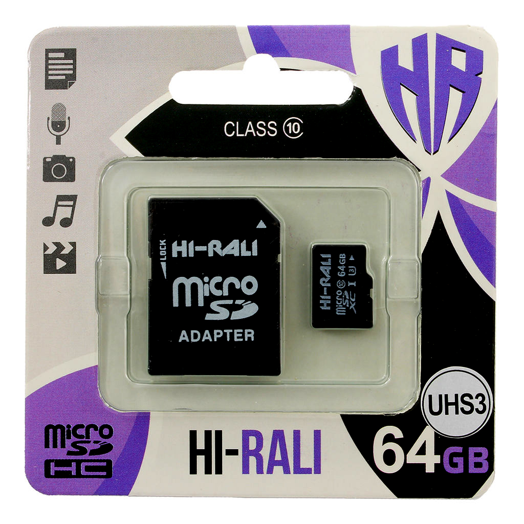 Карта пам’яті HI-RALI micro sd 64 ГБ Сlass 10 + adapter (56314757)