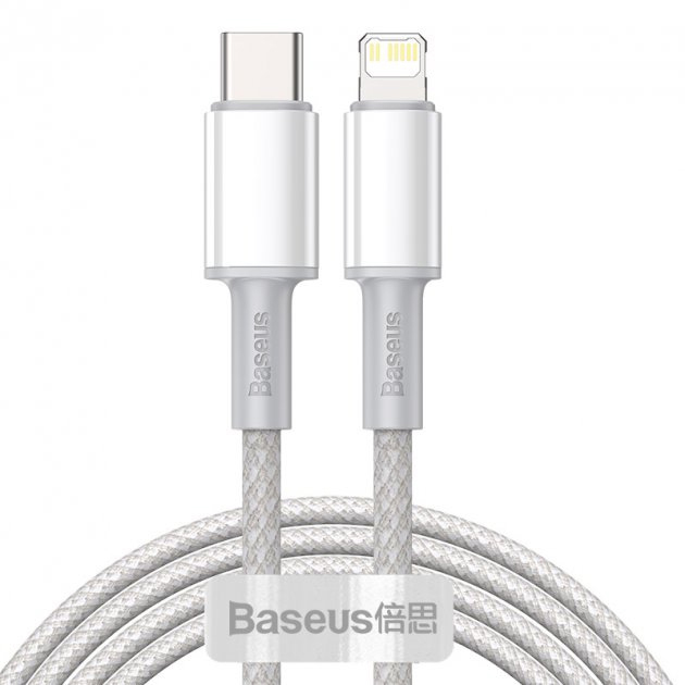 Baseus High Density Braided Data Cable Type C на iphone PD 20W 1м PD(Power Delivery) White (56320410)
