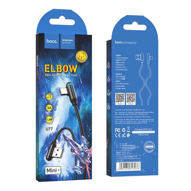 HOCO U77 Excellent Elbow L Shaped USB AM – Type C 1