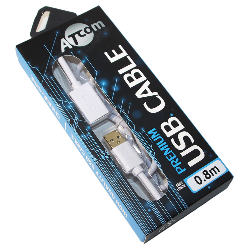ATCOM USB AM – USB AF 0.8м белый блистер (56315977)