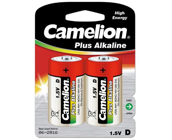 Батарейка CAMELION LR20 D Plus Alkaline blist 2 (5876513)