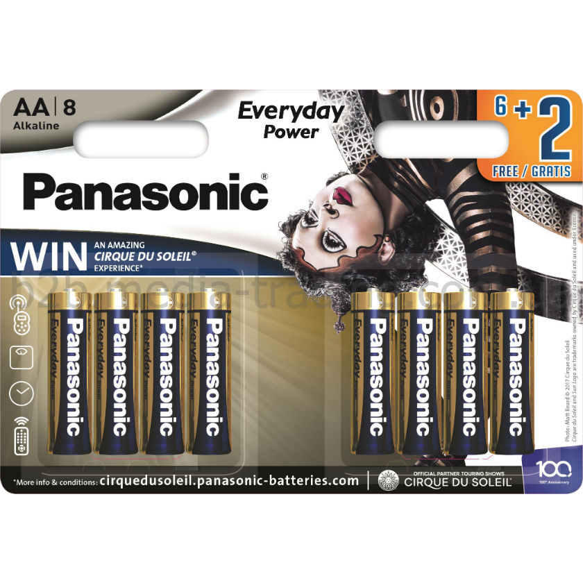 Батарейка PANASONIC LR6 AA Everyday Power Cirque Du Soleil blist 8 (6407142)