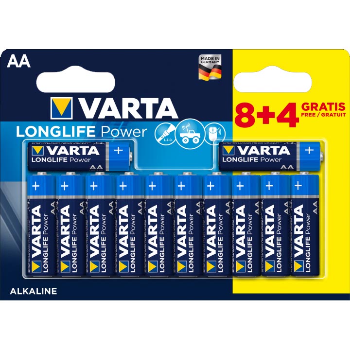 Батарейка VARTA 4906 LR06 AA LONGLIFE Power (8+4) Blist (56317969)