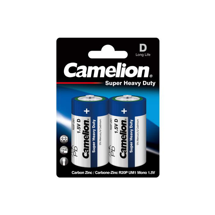 Батарейка CAMELION R20 D Blue blist 2 (6105203)