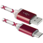 DEFENDER 08-03LT USB - мicro USB 1м black light red