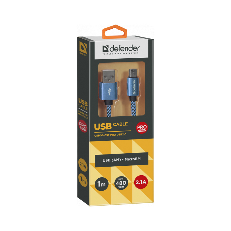 DEFENDER 08-03T USB – мicro USB ткань 1м (6282555)
