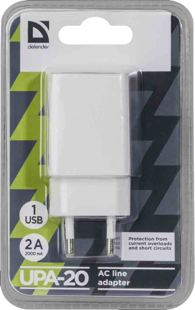 DEFENDER UPA 20 2А 1 порт USB 5V / 2А (56315043)