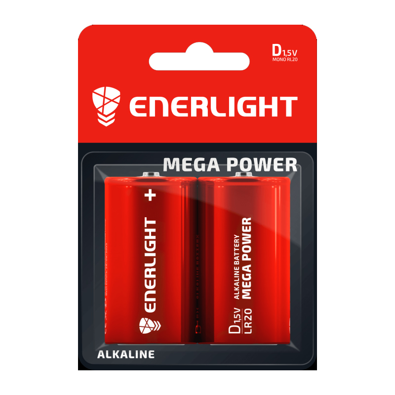 Батарейка ENERLIGHT LR20 D MEGA POWER BL2 (56318221)