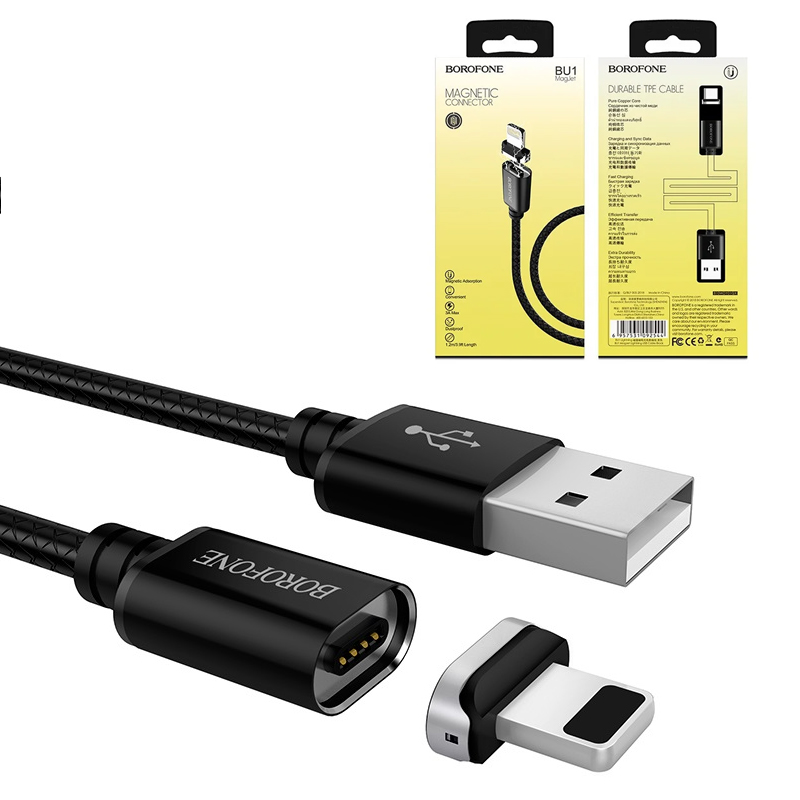 Borofone BU1 USB – lightning iphone black magnet jet (56316760)