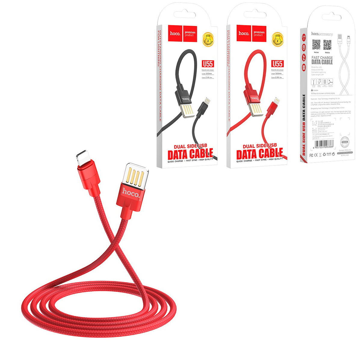 USB – lightning iphone HOCO U55 red 1.2m (56318052)