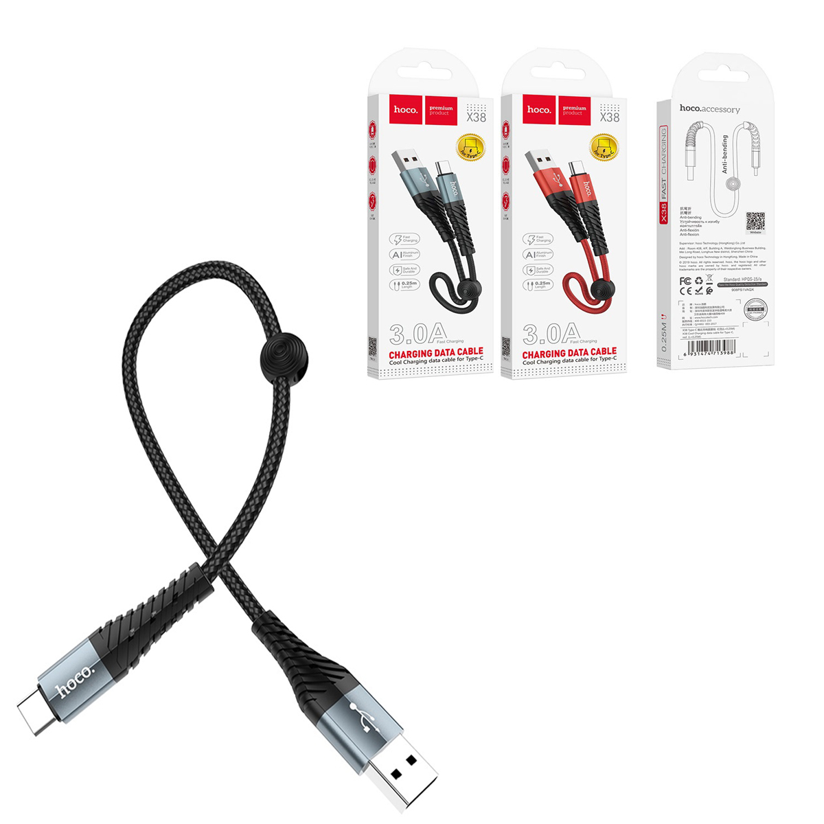 HOCO X38 USB – Type C charging data 1m black (56318070)