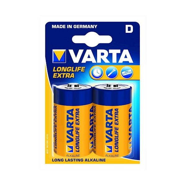 Батарейка VARTA LR20 4120 EXTRA LongLife blist 2 (3196230)