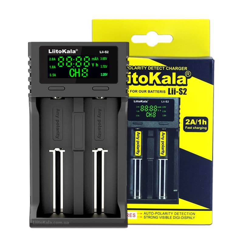Зарядний пристрій LitoKala Lii-S2 1-2эл LCD micro USB (Li-ion