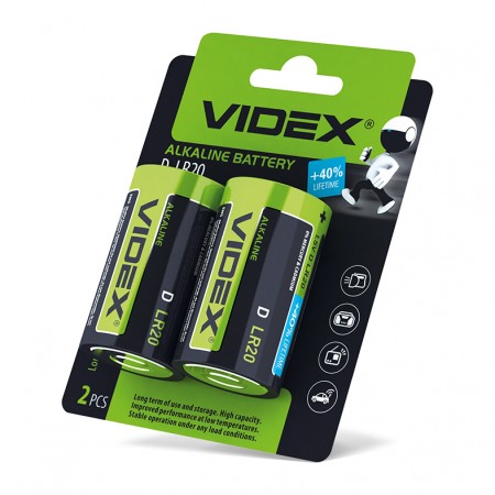 Батарейка Videx LR20 D alkaline blist 2 (56307590)