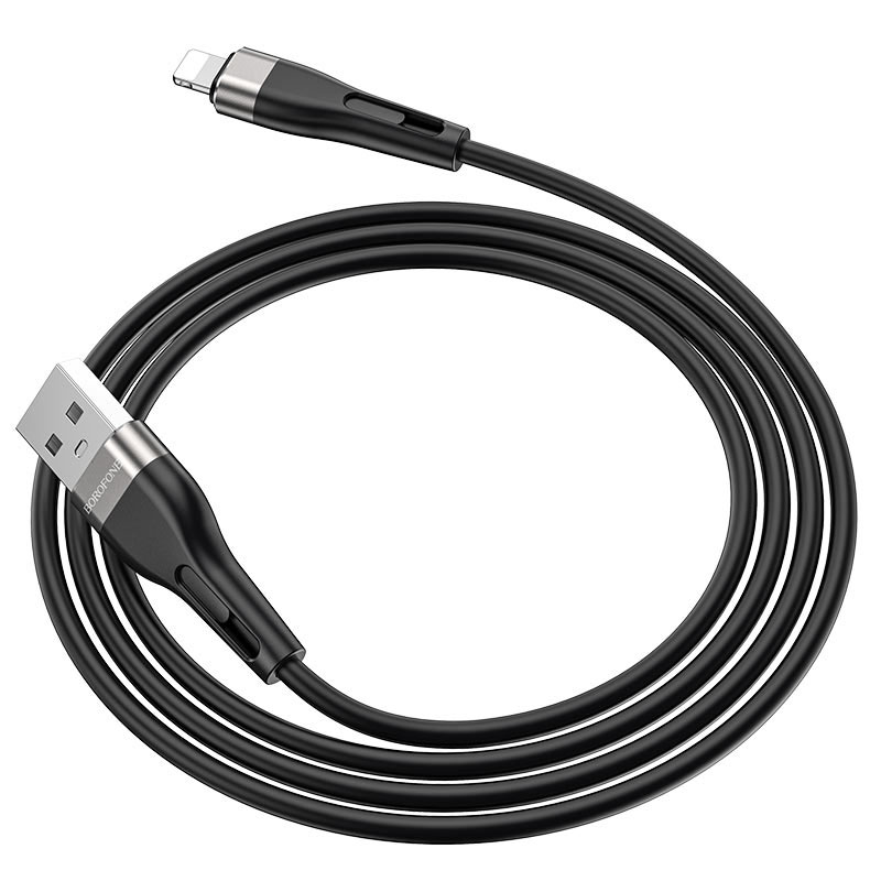 BOROFONE BX46 silicone USB AM на Iphone 2.4A 1m black (56319515)