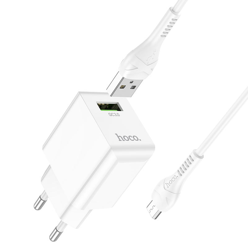 Зарядний пристрій HOCO C98A QC3.0 1USB/3A кабель micro USB білий (56321361)