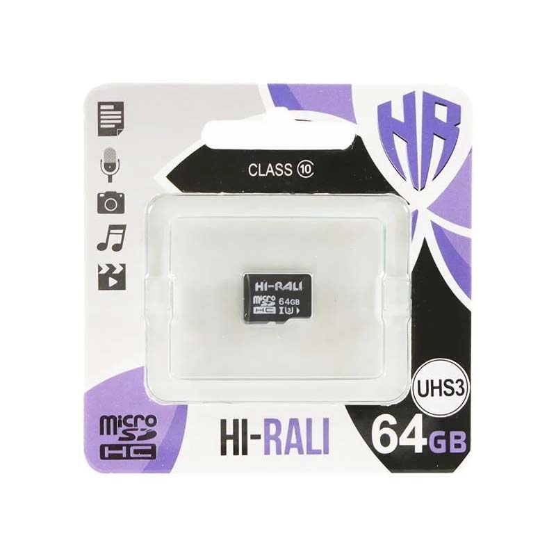 Карта пам’яті HI-RALI micro SD 64 GB Сlass 10 (без адаптера) (56319000)