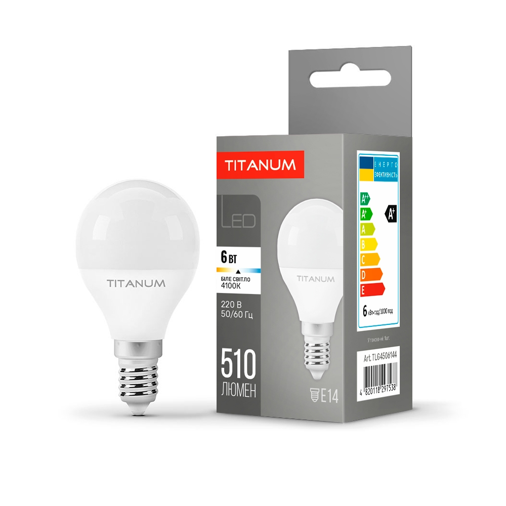 LED лампа TITANUM G45 6W E14 4100K 220V (56311302)