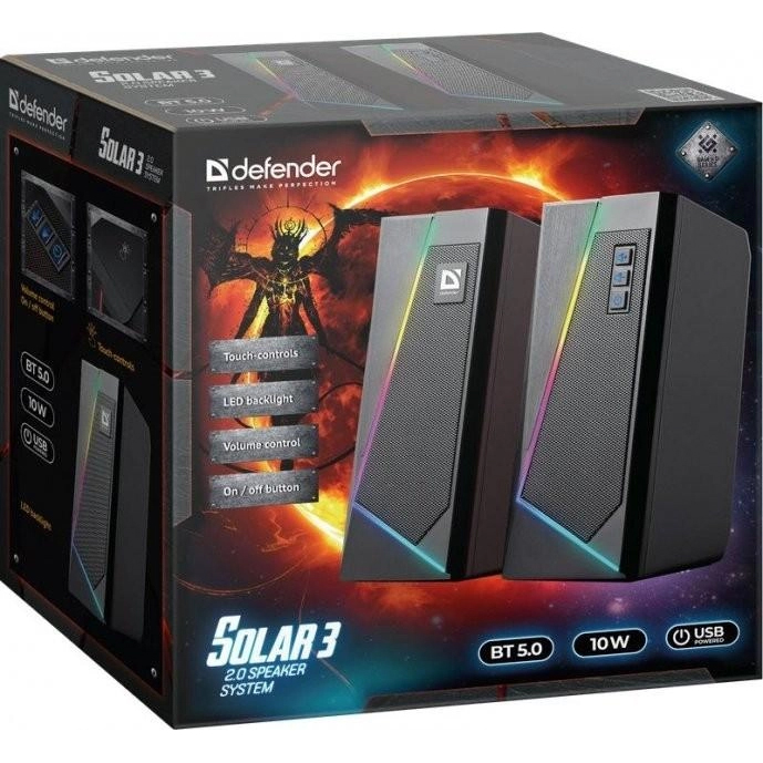 Акустика DEFENDER Solar 3 10Вт Bluetooth підсвітка USB чорна (56321968)