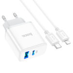Зарядний пристрій HOCO C105A PD 20W QC3.0 1Type-C 1USB 3.0A кабель lightning білий
