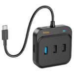 USB Хаб Type-C Hoco HB37 HDTV+ RJ45 + USB3.0 + USB2.0*2 + PD100W Чорний