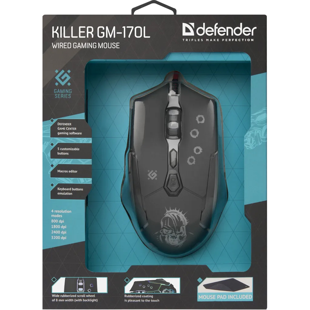 Миша ігрова DEFENDER Killer GM-170L 7 кнопок 3200dpi (6373966)